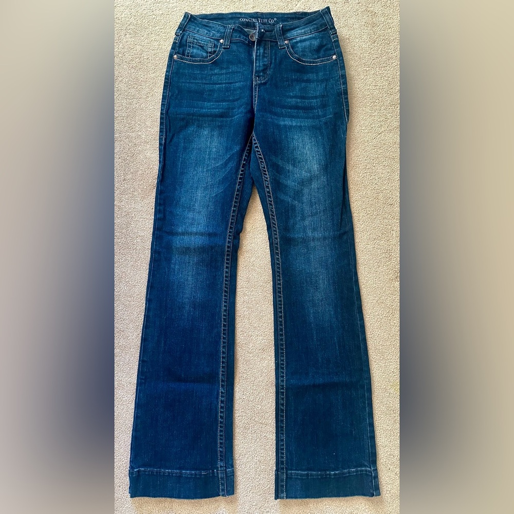Cowgirl Tuff Wild & Wooly Relaxed Fit Dark Blue Jeans, Bootcut NWOT - Picture 2 of 11